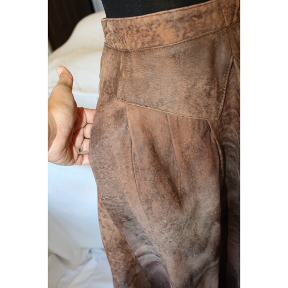 VTG Handmade Leather Midi Skirt Psychedelic pattern Pockets Y2K Cowgirl Size M? - Picture 9 of 12